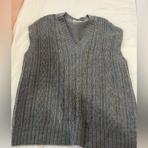 Anthropologie Gray Cable Knit Sweater Vest